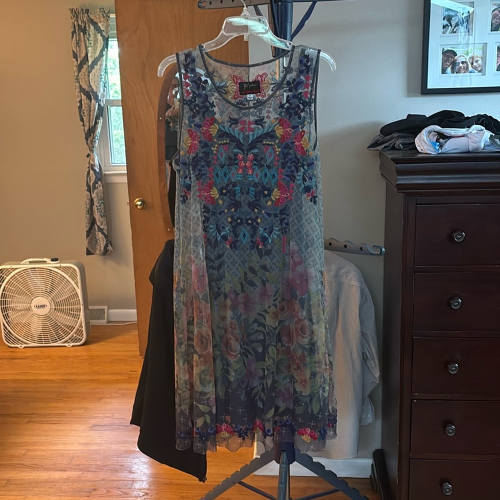 Biya X Johnny Was Rhandi Mesh Dress with Slip -  Size Medium